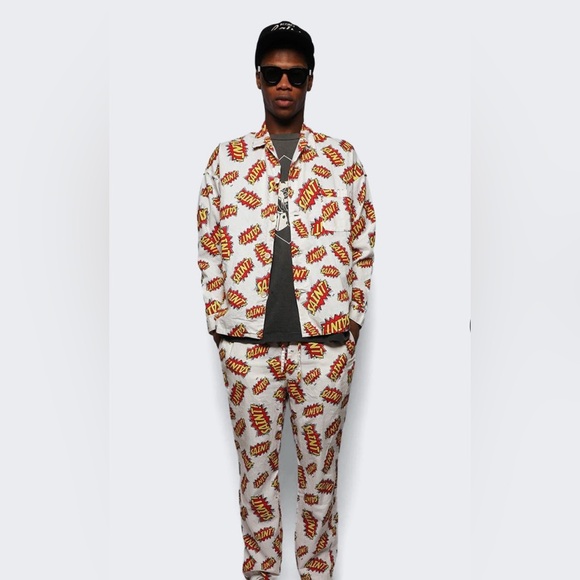 SAINT MXXXXXX Pow Cotton Cosmic Pajamas Shirt Pop Art Comic Print Sz S - Picture 1 of 9